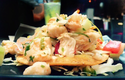 mexican appetizer with shrimp and fish